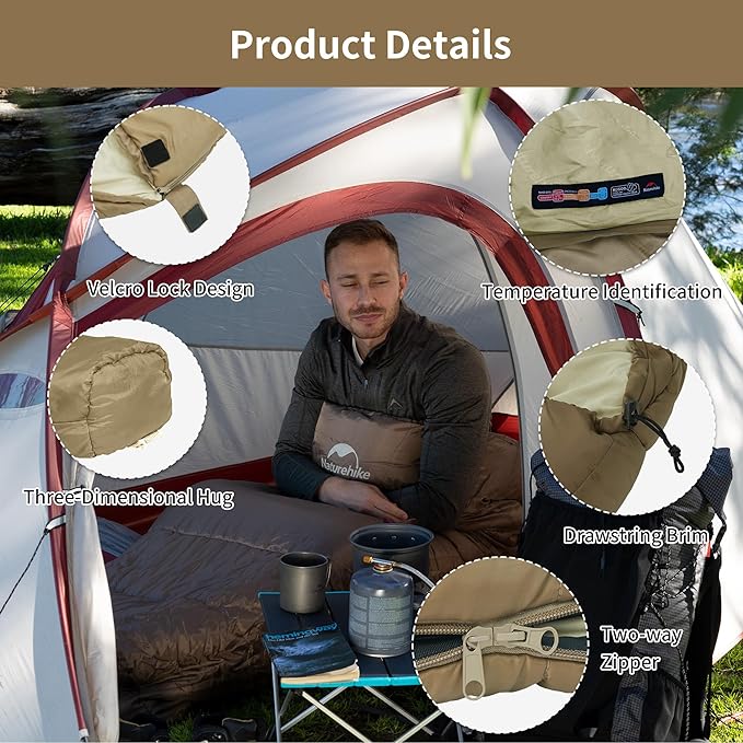 Naturehike Sleeping Bags for Adults, 23-39℉ Mummy Backpacking Sleeping Bag, 0 Degree Lightweight Sleeping Bag Warm for Camping, Hiking