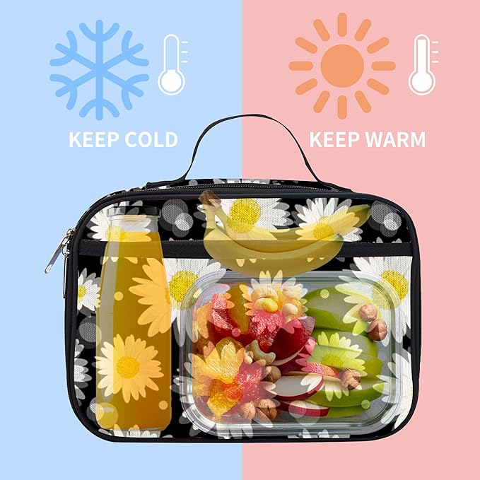 rickyh style Lunch Box with Padded Liner, Spacious Insulated Lunch Bag Durable Thermal Lunch Cooler Pack with Strap for Men Women Boys Girls Adults School Sports Beach Picnic Work Camp,2 Pocket