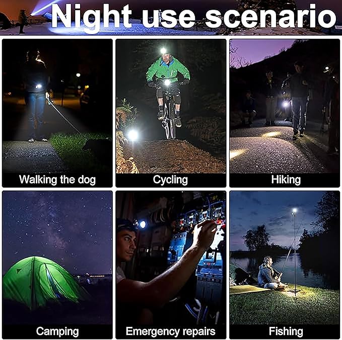 Super Bright 2000 Lumens Rechargeable LED Small Pocket Utility Flashlight, IPX4 Waterproof, Portable Outdoor COB Keychain Flashlight for Camping Adventures with 90° Foldable Side Lights