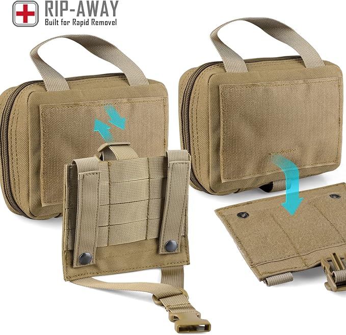 Tactical EMT Pouch, Rip Away Molle Medical Pouches IFAK Tear-Away First Aid Kit Emergency Survival Bag for Travel Outdoor Hiking