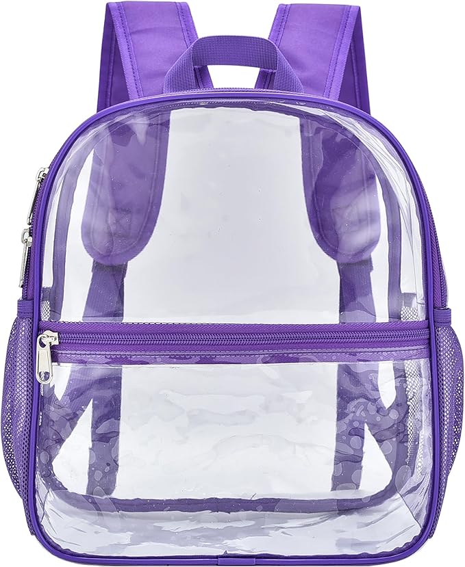 Oraben Clear Backpack for Stadium Events Clear Stadium Backpack 12x6x12 Bag (Enhanced Strap, Purple)