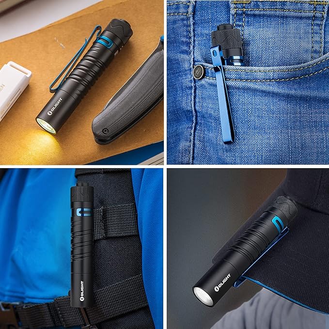 OLIGHT I5R EOS 350 Lumens Rechargeable Tail-Switch LED Flashlight Powered by USB Rechargeable Battery, Slim EDC Pocket Flashlight for Camping, Outdoor, and Emergency (Black)