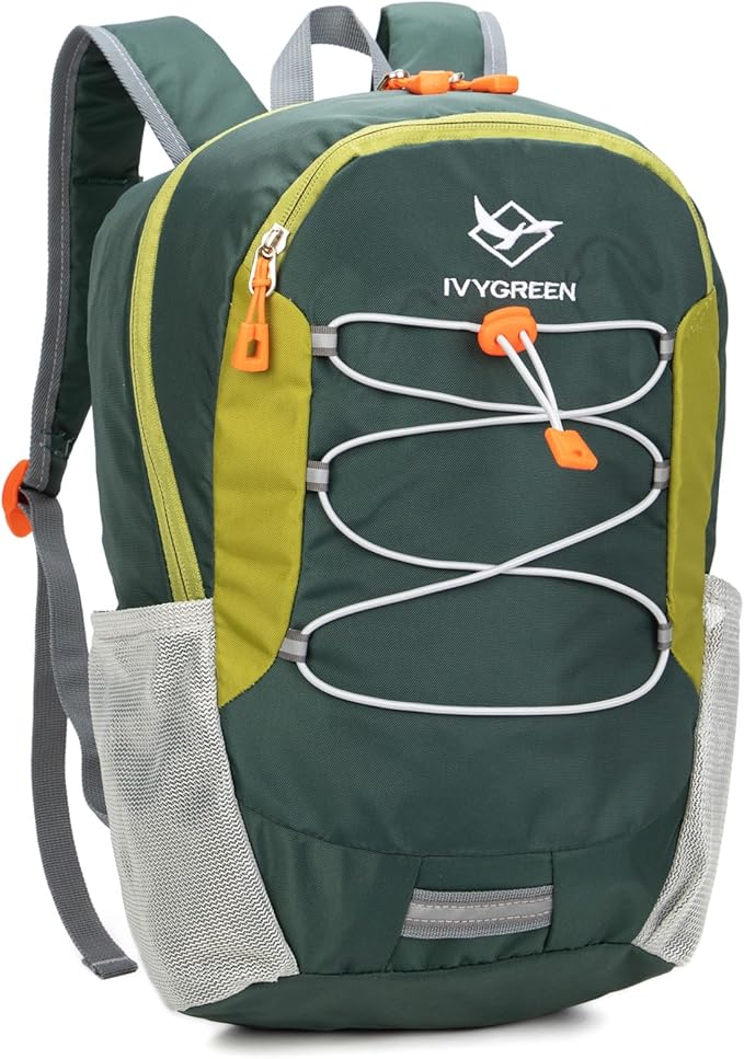 Little Kids Hiking Backpack for Boys or Girls, Small Daypack for Camping or Travel (Green)