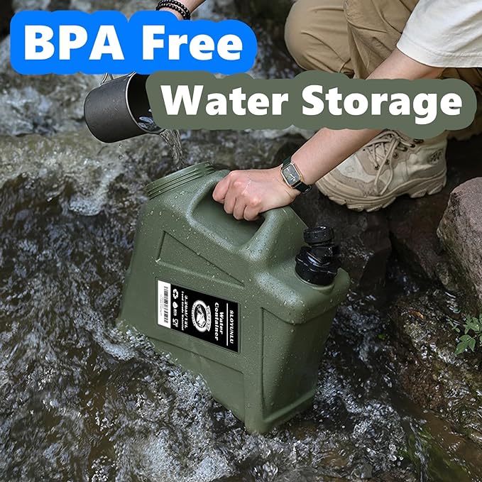 3.2 Gallon Water Storage Containers BPA Free for Camping, Large Capacity Water Tank with Spigot, Portable Emergency Water Storage for Outdoor Camping & Survival Kit