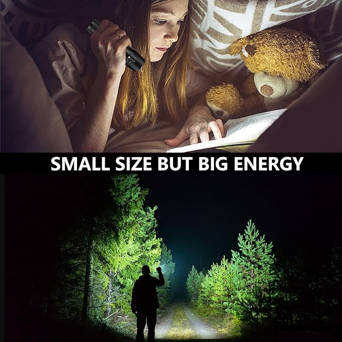 18650 Lightweight Flashlight Military Flashlight LED Pocket Flashlight Handheld Powerful Flashlight,5 Modes Zoomable, Aluminum Alloy,Waterproof for Home and Outdoor
