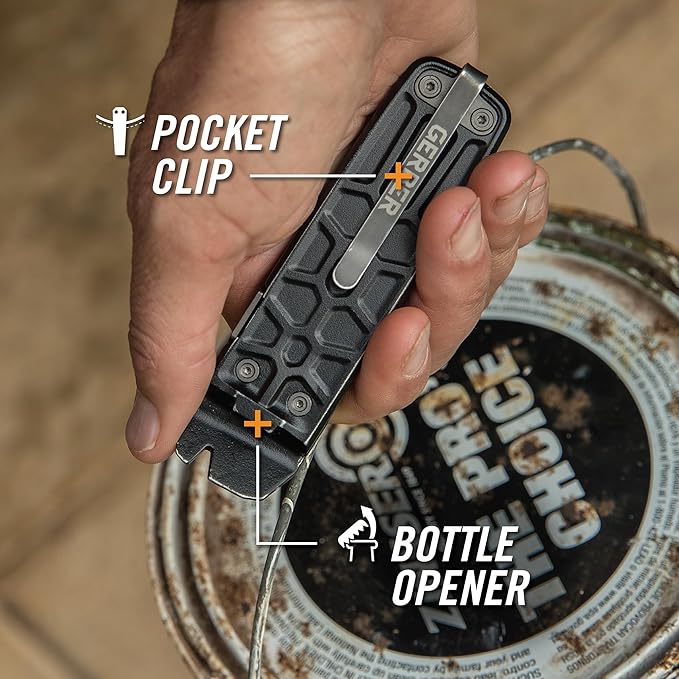 Gerber Gear Lockdown Slim Pry 7-in-1 Multi-tool - 2.5" Plain Edge Blade, Scissors, Pry Bar - EDC Gear and Equipment - Black