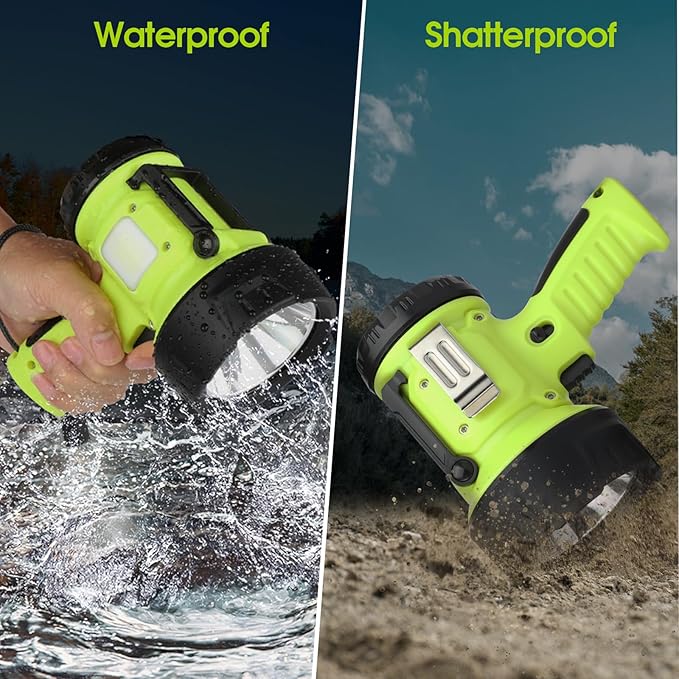 Rechargeable Spotlight Flashlight with 1000,000 High Lumen LED, Waterproof Handheld Bright Outdoor Spot Light Searchlight for Boating, Camping