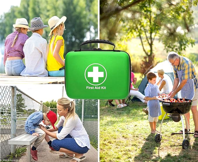 SHBC Waterproof First Aid Kit (228pcs) with All Basic or Advanced Supplies You Need. Suitable for Emergencies at Home or Outside, Travel, Home, Camping, Green