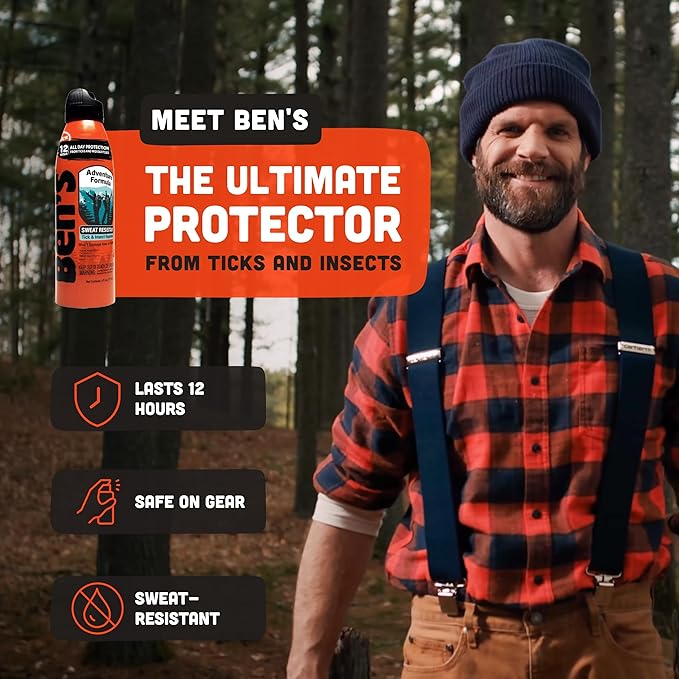 Ben's Adventure Formula - Tick & Mosquito Repellent for Up to 12 Hours of Protection - 20% Picaridin Bug Spray with EcoSpray Fine Mist Sprayer - Sweat-Resistant - 6 oz (3 Pack)