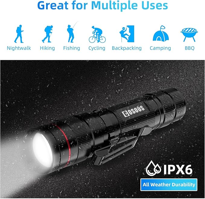 COSOOS 3 Mini LED Tactical Flashlights with Clip, 3.7inch Zoomable Bright AA Flashlight High Lumen, Pocket-Size Penlight, 1 Light Mode, Small Portable Waterproof Pen Flash Light for Camping