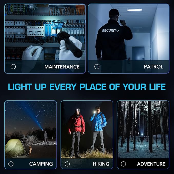 JOSHEN Rechargeable LED Flashlights 900000 High Lumens, Super Bright XHP90.2 Tactical Flashlight with Zoomable,5 Modes, Handheld Powerful Flashlights for Emergencies, Hiking, Camping