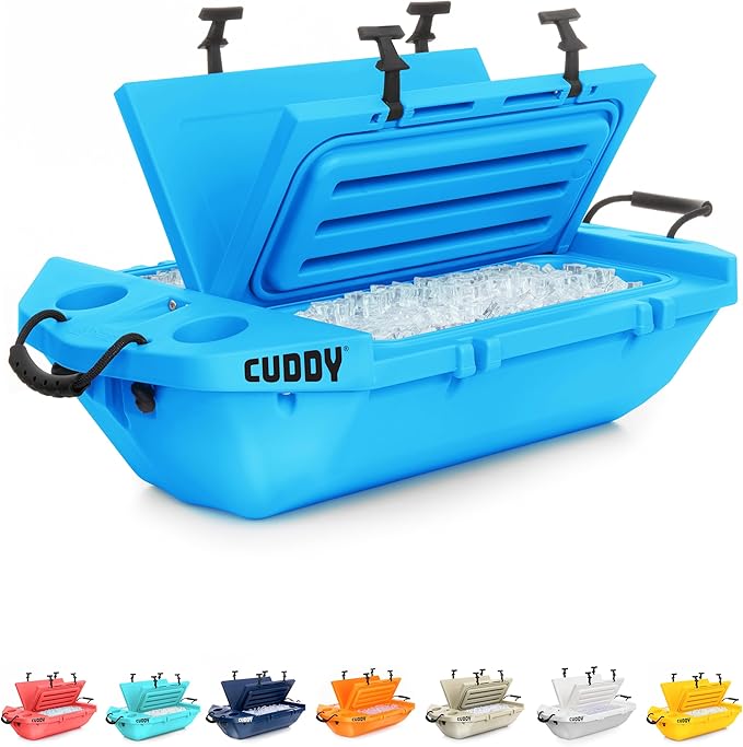 CUDDY Floating Cooler and Dry Storage Vessel for Land & Water – 40QT– Great for River, Beach, Kayak, Pool, & Lake - Multiple Color Options