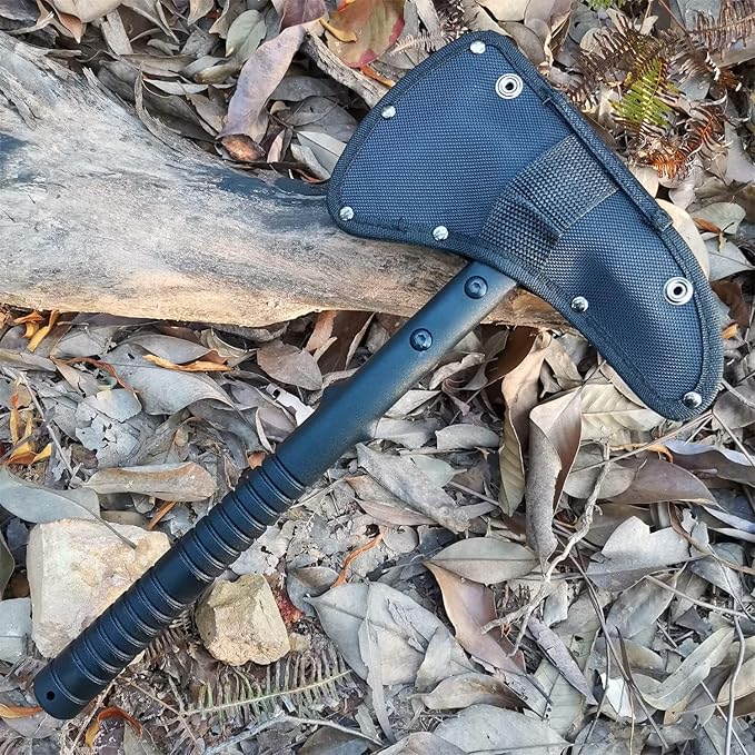 Axe & Survival Bowie Knife & Folding Pocket Knife, Fixed Blade Hunting Knife with Sheath, Sharpener and Fire Starter Inculded, Tactical Knife for Camping, Hunting, Outdoor (Type-2)