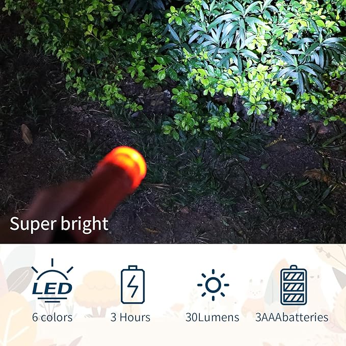 18 Pack 9 LED Flashlight Bulk Plastic Handheld Flashlight Kids Flashlight with Lanyard, Each with 3 AAA Batteries Included for Kids Night Reading Party Camping Emergency Hunting, 6 Color