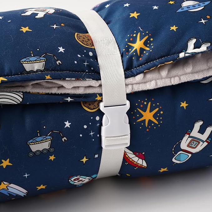 Bunnikins & Clover Toddler Nap Mat with Removable Pillow, Nap Mats for Preschool, Easy Clean Toddler Nap Pad for Kindergarten, Kids Sleeping Bag for Travel Camping