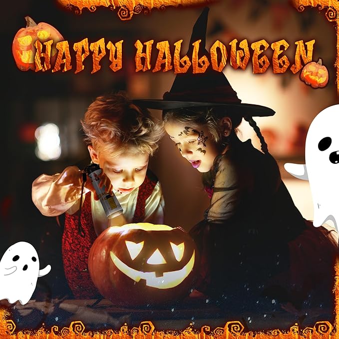 EverBrite Halloween Flashlights Halloween Gifts, Small LED Flash Light Handheld Torch with Lanyard 3AAA Battery Included, 1 Pack-White