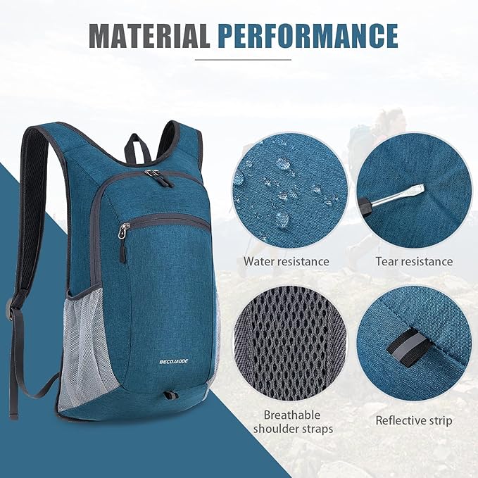 15L Hiking Backpack Small Travel Backpack Lightweight Packable Backpacks Casual Daypack for Women and Men, Turquoise