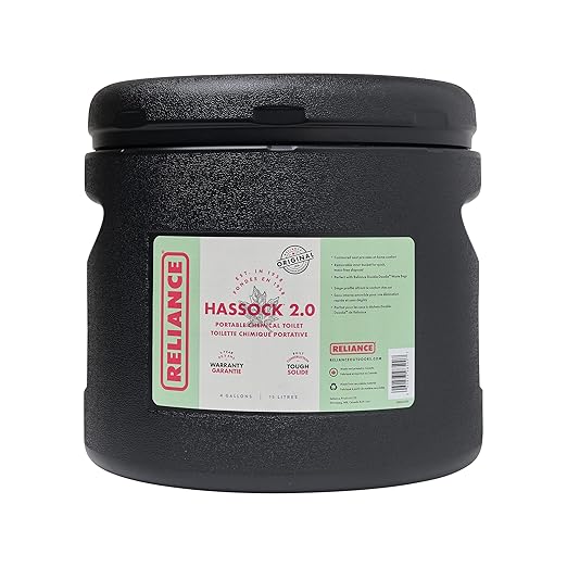 RELIANCE Products Hassock 2.0 Portable Toilet, Black, 4 Gallon