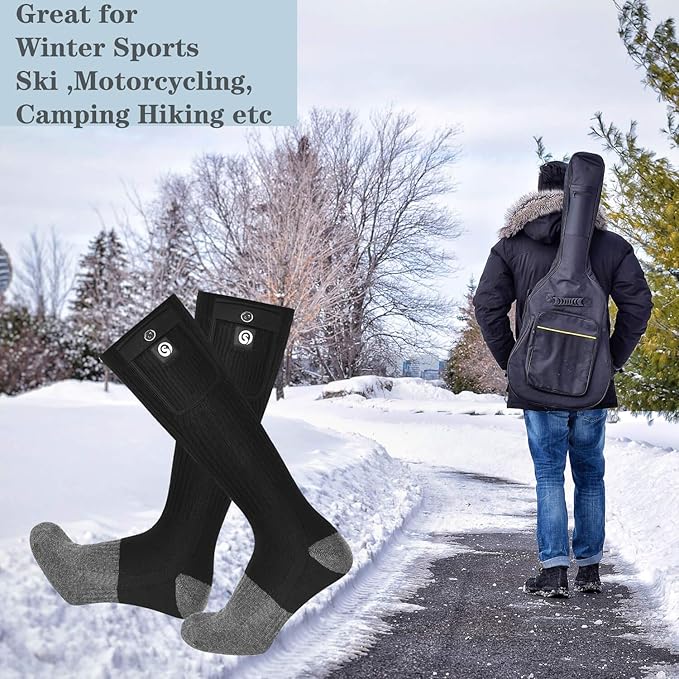 SNOW DEER Heated Socks,Men Women Electric Battery Socks Foot Warmer