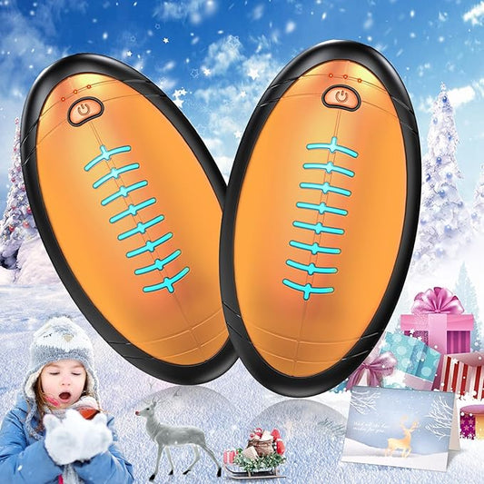 Hand Warmers Rechargeable, 2023 Newest 2 Pack Temperature Electric Portable Heater Football Shape Hand Warmer, Quick Charge Portable Hand Warmer Gift for Christmas Outdoors/Hunting/Golf/Camping