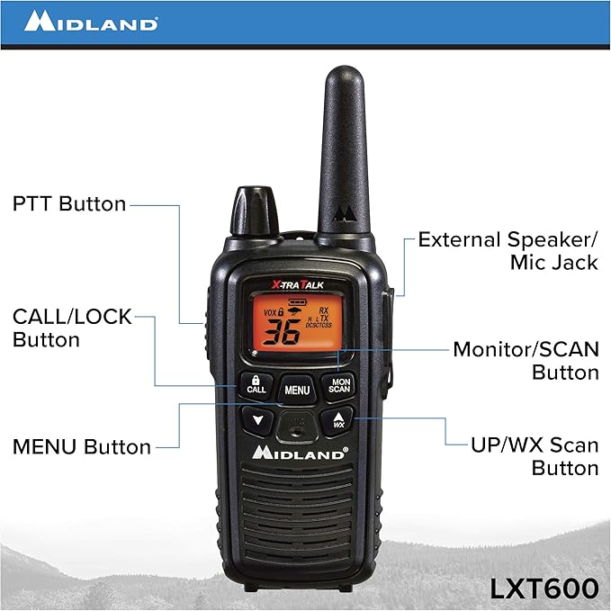 Midland LXT600VP3 FRS Two Way Radios - 8 Pack Bundle w/Chargers