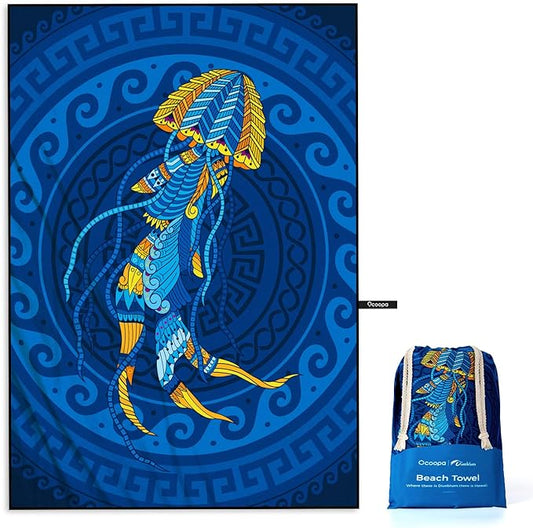 OCOOPA Microfiber Beach Towel Fast Drying, Extra Large 71" x 32" Sand Free Beach Towel Super Lightweight Towels for Swimming Pool, Camping, Picnic, Yoga Gym Sports