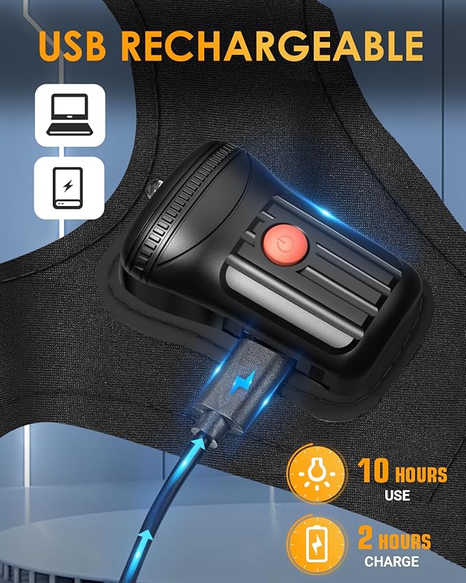 Flashlight Gloves Stocking Stuffers - 2 Pairs Cool Gadgets LED Gloves Gift for Men Dad Boyfriend Grandpa Husband - Christmas Birthday White Elephant - USB with 3 Lights Running Hiking Camping Fishing
