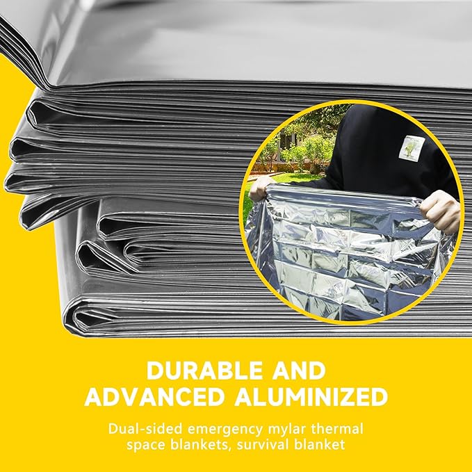 Kovshuiwe Emergency Mylar Thermal Blankets,4/10/30-Pack Space Blanket Survival kit Camping Blanket,Thermal Blankets Survival,Emergency Blankets Perfect for Outdoors,Hiking,Survival,Bug Out Bag