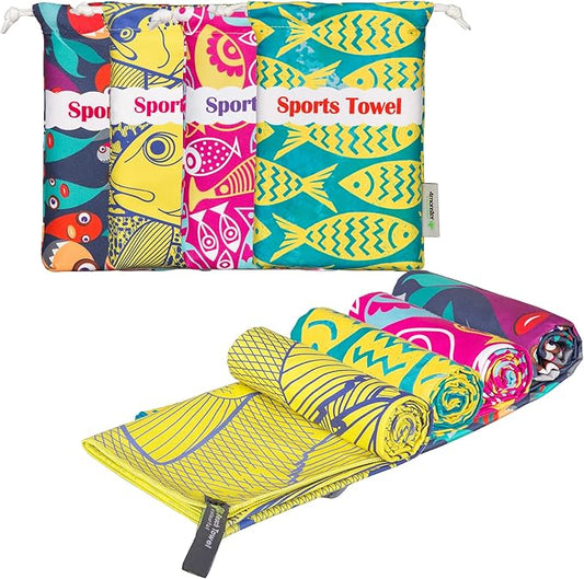 4Monster Microfiber Beach Towel Quick Dry,Super Absorbent Lightweight Travel Towel for Swimmers, Sand Free Camping Towel, Beach Towels for Pool, Swim, Water Sports,Yoga,Gym,Backpacking