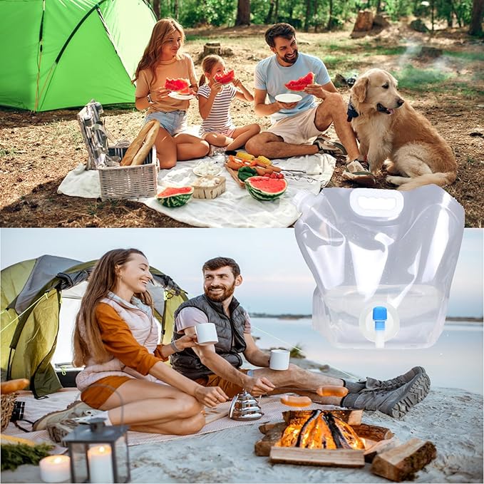 Collapsible Water Bag,Large Capacity BPA-Free Travel Water Bladder,Lightweight Durable Emergency Water Storage, Portable Folding Water Bladder for Cycling Backpacking Picnic Camping Barbecue