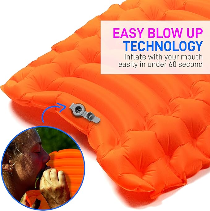 Backpacking Air Mattress Sleeping Pad - Self Inflating Waterproof Lightweight Sleep Pad Inflatable Camping Sleeping Mat w/Carrying Bag
