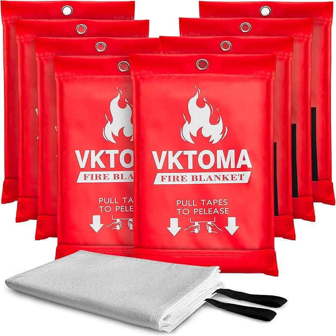 Fire Blankets Emergency for Home, Fire Blankets to Smother a Kitchen Fire, 40” x 40” Emergency Fire Blanket 8 Pack, Fiberglass Fire Blanket for Kitchen, Camping, Car, Picnic, Fireplace