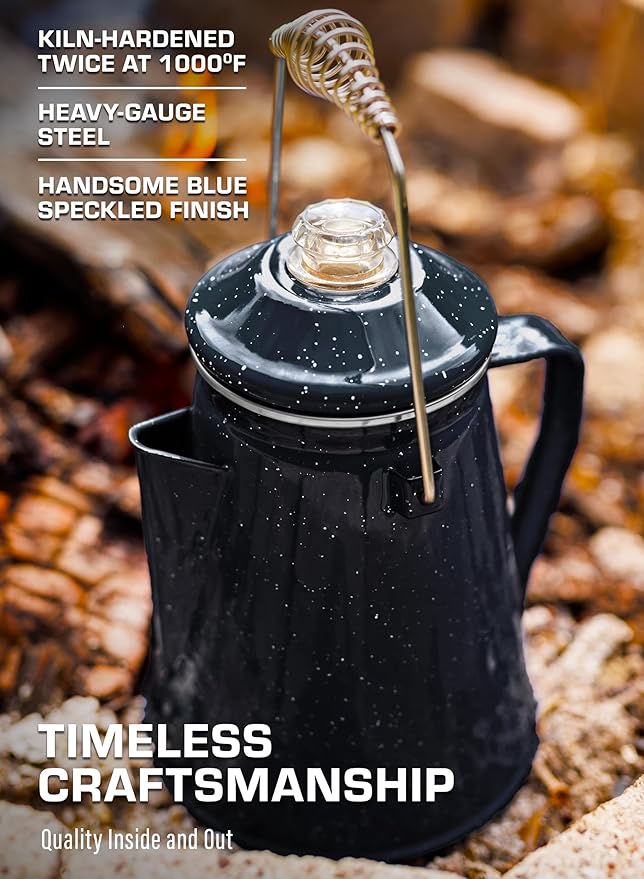 COLETTI Classic Percolator Coffee Pot — Camping Coffee Percolator, Campfire Coffee Pot – Camping Percolator for Groups — Brew for the Whole Campsite (Black, 18 Cup)