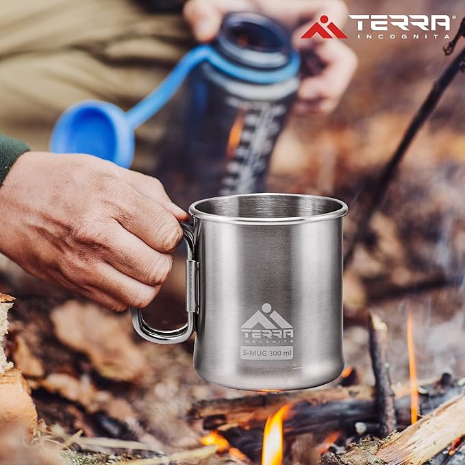 Stainless Steel Camping Mug - Lightweight & Durable Backpacking Cup - BPA-Free Camping Cups Metal for Outdoor Adventures (17 oz)
