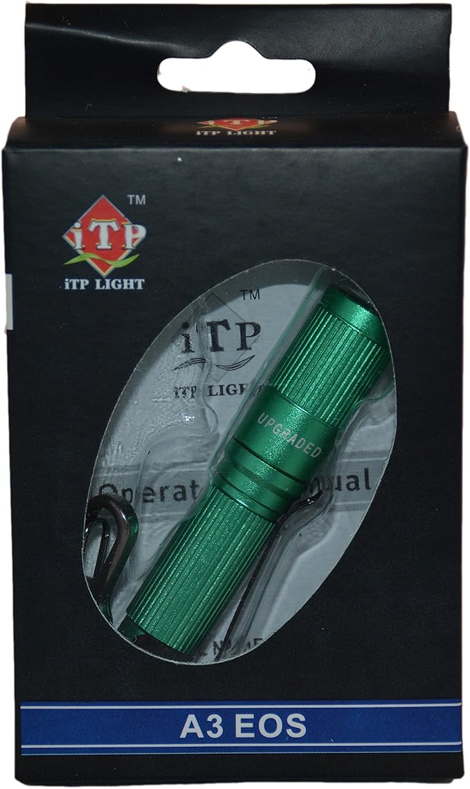 ITP A3 EOS CREE XP-G2 Keychain Flashlight - 150 Lumen with 3 Levels of Output (Low, Medium, High) - LED with Anti-Scratching Lens, 1xAAA Battery Compatible (Included) - Green