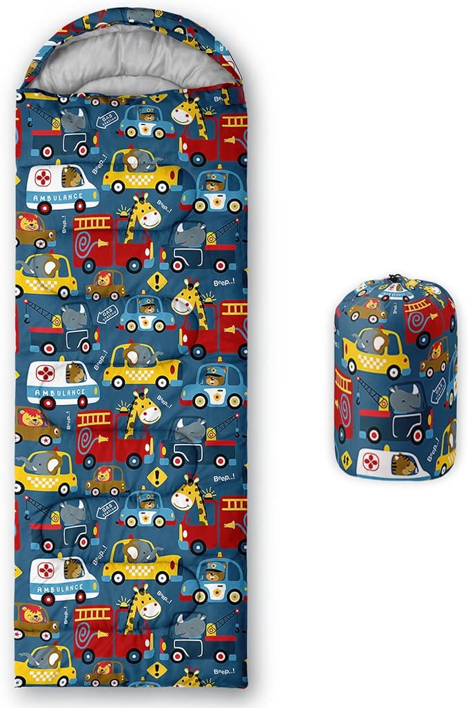 Kids Sleeping Bag for Boys Girls,Rocket Astronaut Moon Print-Lightweight Warm Portable Outdoor Indoor-Waterproof Cold Weather Resistant Sleeping Bag for Camping Hiking
