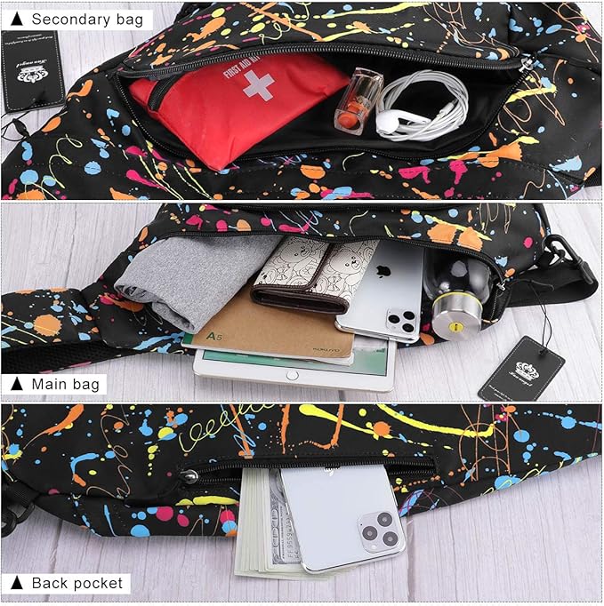 HUA ANGEL Crossbody Sling Bag for Men & Women Lightweight Waterproof Chest Shoulder Bag for Travel Hiking & Everyday Use