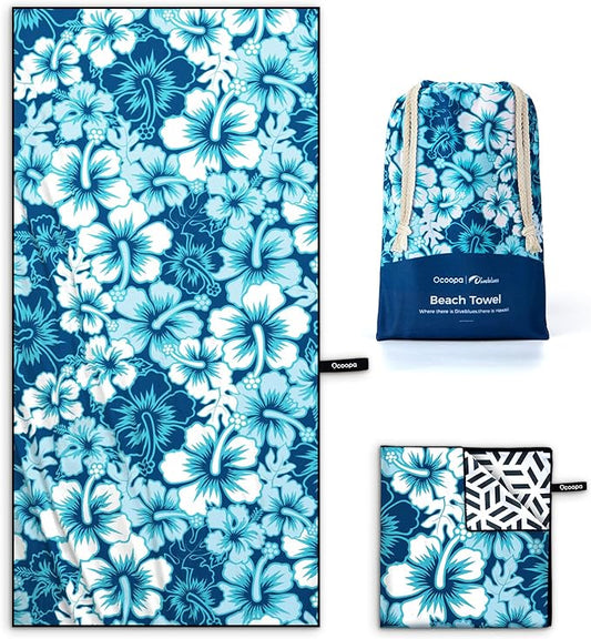 OCOOPA Microfiber Beach Towel Fast Drying, Oversize 80" x 57" Sand Free Beach Towel Super Lightweight Towels for Swimming Pool, Camping, Picnic, Yoga Gym Sports