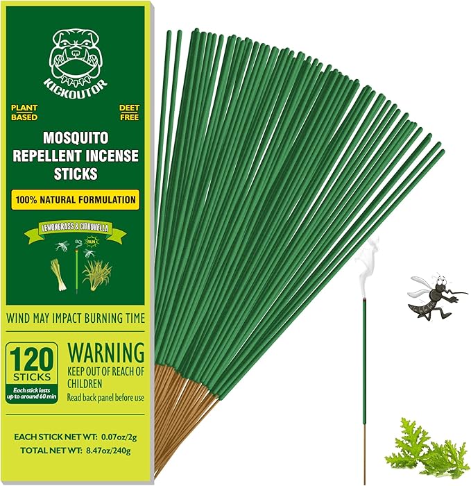 Mosquito Repellent Outdoor Patio 120 PCS Citronella Oil Mosquito Incense Sticks Natural Organic Mosquito Barrier Mosquito Repeller for Backyard Travel Camping Indoors Gnat Mosquito Control