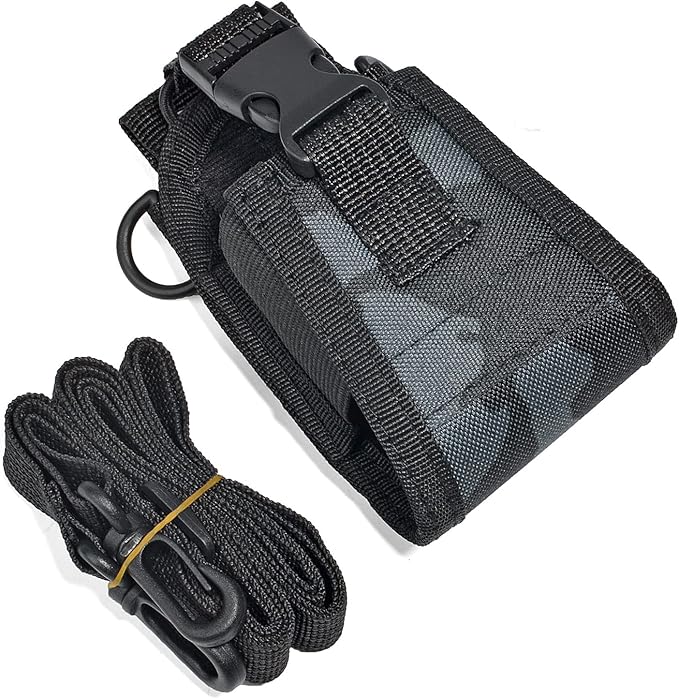 HYS Radio Holster with Strap, Walkie Talkie Pouch Nylon Case Holder, Shoulder Strap fits for GPS Radio, Motorola GP88S baofeng UV82 Midland Icom Two Way Radio