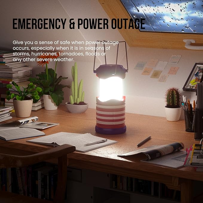 Lichamp 4 Pack LED Camping Lanterns, Battery Powered Camping Lights COB Super Bright Collapsible Flashlight Portable Emergency Supplies Kit, I4AF