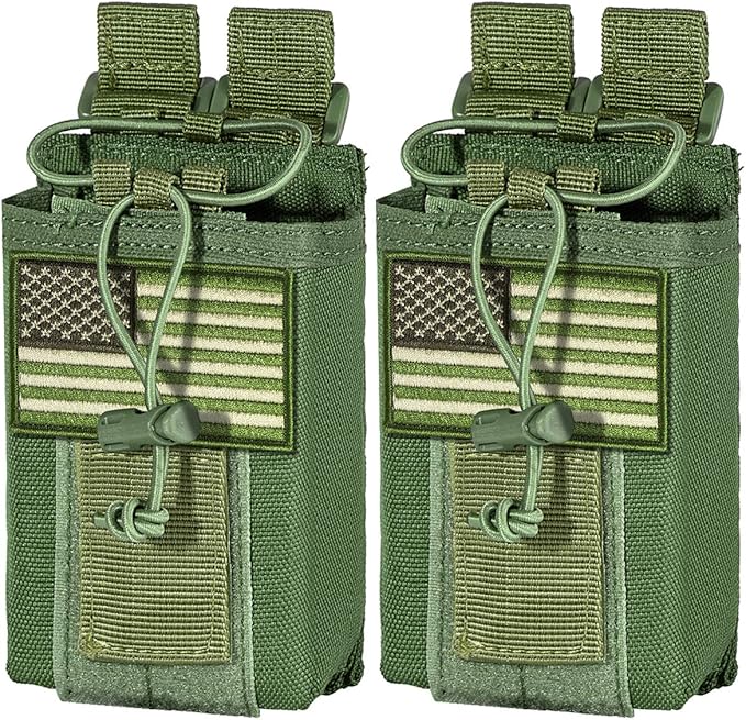 IronSeals 2 Pack Tactical Molle Adjustable Interphone Storage Bag Outdoor Sports Radio Pouch for Two Ways Walkie-talkie