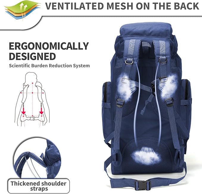 70L Camping Hiking Military Tactical Backpack Outdoor Water-Repellent Adjustable Sport Bags