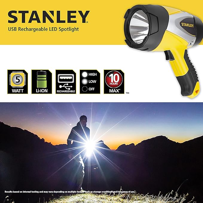 STANLEY SL5W09 Rechargeable 1000 Lumen Lithium Ion Ultra Bright LED Spotlight Flashlight