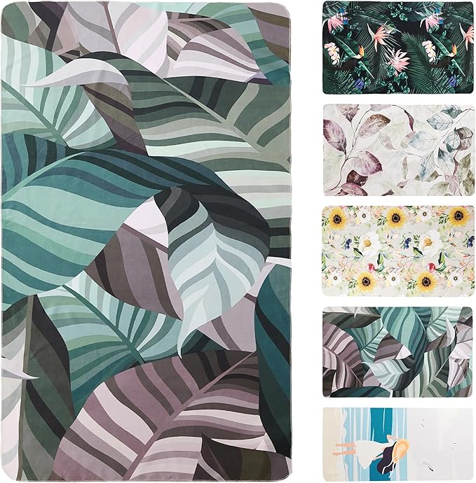 HYSEAS Lightweight Ultra-Thin Beach Towel, Oversized Adult 63"X35" - Sand Free, Quick Dry, Ideal for Swimming, Beach, Travel, Camping, Essential Beach Accessory & Vacation Gift, Tropical Rainforest