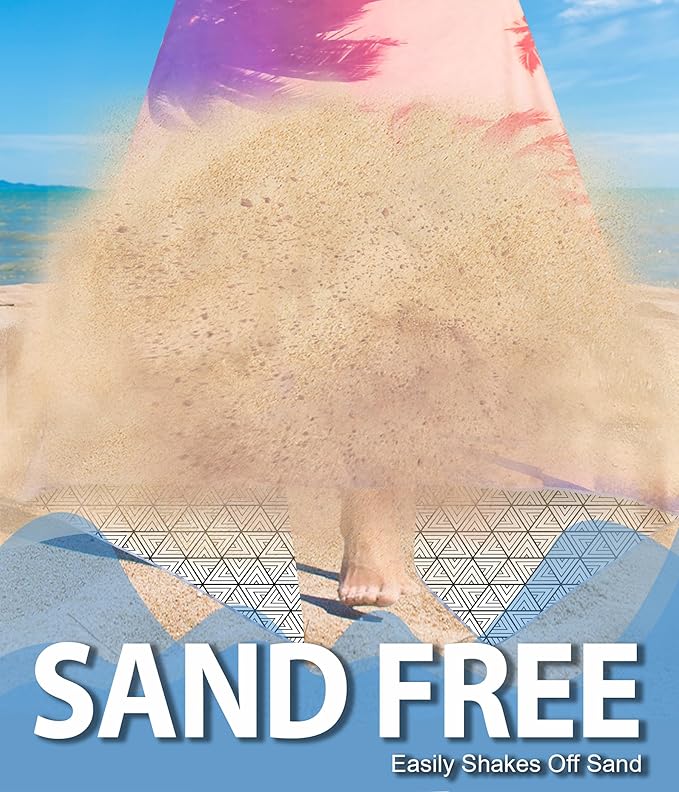 Microfiber Beach Towel – Quick Dry Lightweight Sand Free Oversized Large Towel Accessories Travel Must Swim Pool Yoga Camping Summer Cruise Ship Essentials Cloud Compact Sandproof Gift Coconut Tree