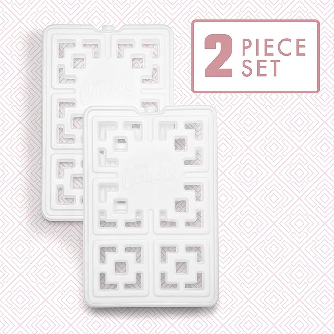 Cool Coolers Fashion Ice by Fit & Fresh, 2 Pack XL Slim Ice Packs, Unique Ice Pack Design for Womens Lunch Bag, Space Saving Reusable Ice Packs for Lunch Boxes, Cooler Ice Packs, Pearl White, 2PK
