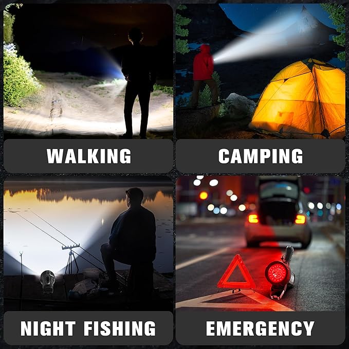 FORTO Rechargeable Spotlight 10000 Lumen Ultra Bright IPX7 Waterproof Spotlight, Boat Spotlight with EVA Carrying Case Tripod, 7 Light Modes Handheld Spotlight Flashlight for Marine Boat Hunting