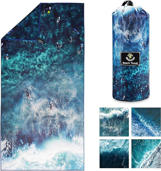 4Monster Microfiber Beach Towel Quick Dry,Super Absorbent Lightweight Travel Towel for Swimmers, Sand Free Camping Towel, Beach Towels for Pool, Swim, Water Sports,Yoga,Gym,Backpacking