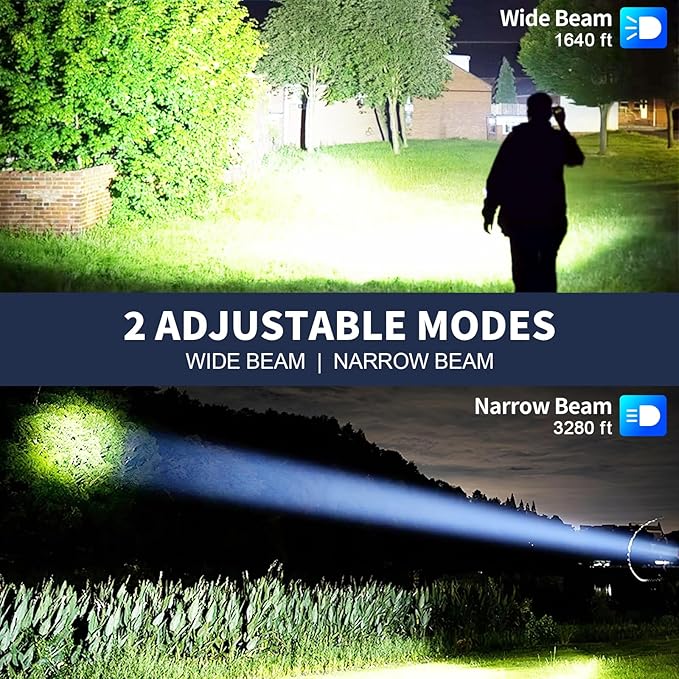 Rechargeable LED Flashlights High Lumens, 990,000 Lumens Super Bright Powerful Flash Light with 5 Modes, IPX6 Waterproof Flashlight for Home, Camping, Emergencies (Black)